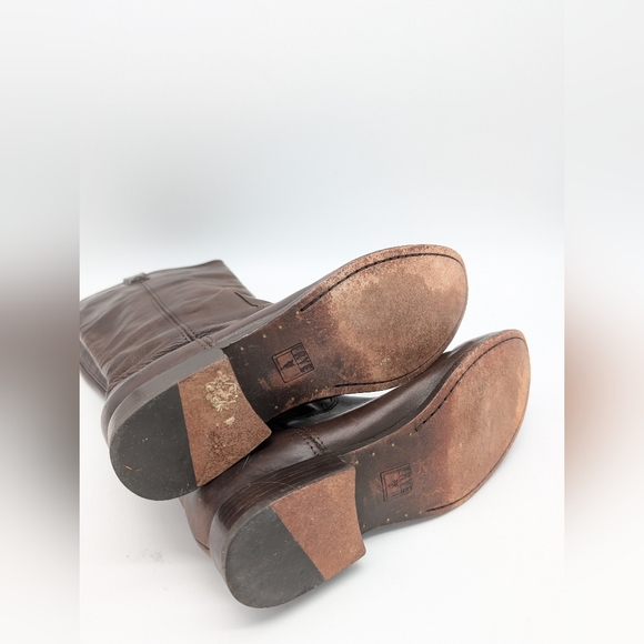 Frye Leather Brown Melissa Button Riding Tall Boots - Picture 9 of 11